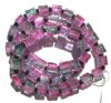 50 6x6mm Green & Hot Pink Crackle Cube Beads